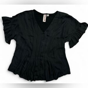Anthropologie Dolan black pleated blouse. Size XS petite